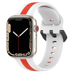 雙色環扣矽膠錶帶，適用於 Apple Watch Ultra 49mm，Apple Watch Series 8&7 45mm，Apple Watch Series 8&7 41mm