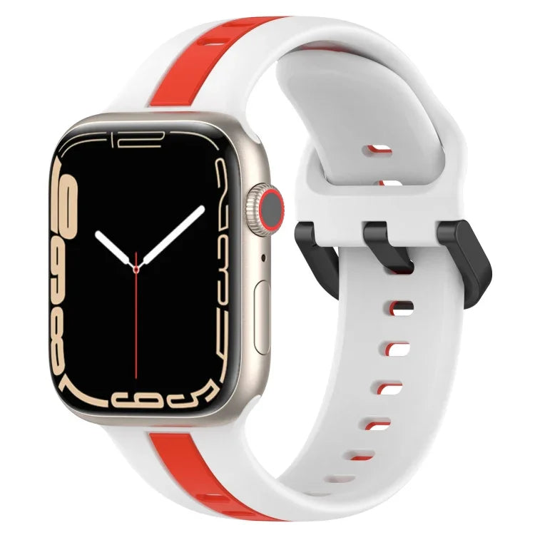 雙色環扣矽膠錶帶，適用於 Apple Watch Ultra 49mm，Apple Watch Series 8&7 45mm，Apple Watch Series 8&7 41mm