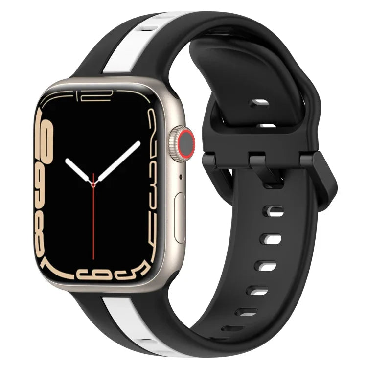 雙色環扣矽膠錶帶，適用於 Apple Watch Ultra 49mm，Apple Watch Series 8&7 45mm，Apple Watch Series 8&7 41mm