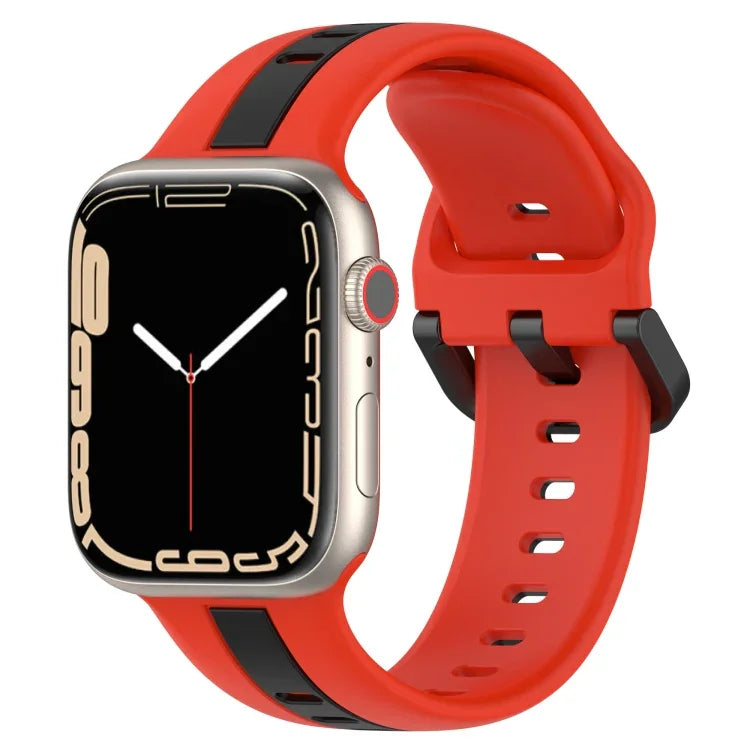 雙色環扣矽膠錶帶，適用於 Apple Watch Ultra 49mm，Apple Watch Series 8&7 45mm，Apple Watch Series 8&7 41mm