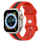 蝴蝶扣雙色矽膠錶帶，適用於 Apple Watch Ultra 49mm，Apple Watch Series 8&7 45mm，Apple Watch Series 8&7 41mm