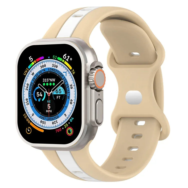 蝴蝶扣雙色矽膠錶帶，適用於 Apple Watch Ultra 49mm，Apple Watch Series 8&7 45mm，Apple Watch Series 8&7 41mm
