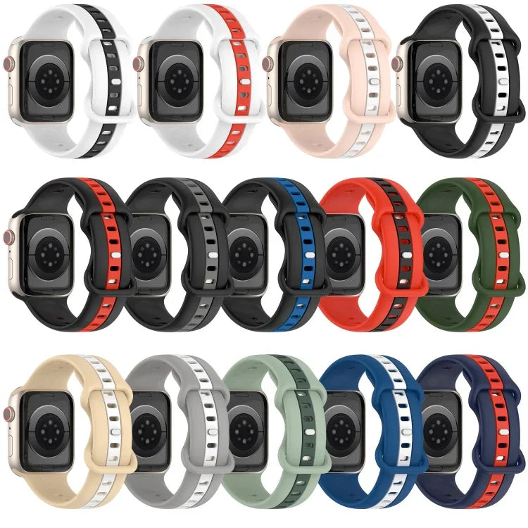 蝴蝶扣雙色矽膠錶帶，適用於 Apple Watch Ultra 49mm，Apple Watch Series 8&7 45mm，Apple Watch Series 8&7 41mm