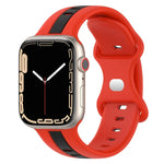 蝴蝶扣雙色矽膠錶帶，適用於 Apple Watch Ultra 49mm，Apple Watch Series 8&7 45mm，Apple Watch Series 8&7 41mm