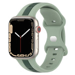 蝴蝶扣雙色矽膠錶帶，適用於 Apple Watch Ultra 49mm，Apple Watch Series 8&7 45mm，Apple Watch Series 8&7 41mm