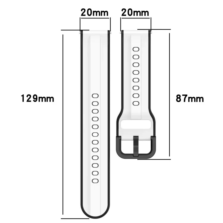 20mm 凸起環雙色矽膠錶帶，適用於 Samsung Galaxy Watch 6 40mm，適用於 Samsung Galaxy Watch 6 Classic 43mm