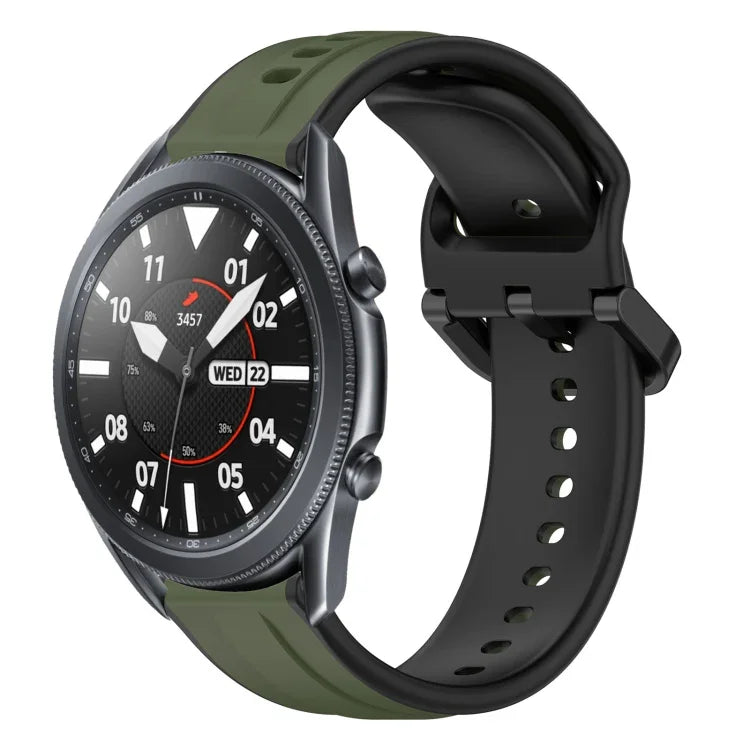 22mm 凸起環雙色矽膠錶帶，適用於 Samsung Galaxy Watch3 45mm，適用於 Samsung Galaxy Watch 46mm，適用於 Samsung Gear S3 Classic，適用於 Samsung Gear S3 Frontier