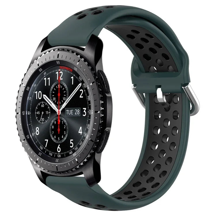 22mm Perforated Breathable Sports Silicone Watch Band, For Samsung Galaxy Watch3 45mm, For Samsung Gear S3 Classic, For Samsung Gear S3 Frontier