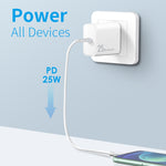 NORTHJO NOPD2501 PD 25W USB-C / Type-C 單埠快速充電器，美規插頭，歐規插頭，英規插頭，澳規插頭