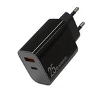NORTHJO NOPD2502 PD 25W USB-C/Type-C + QC 3.0 USB 雙埠快速充電器，美規插頭，歐規插頭，英規插頭，澳規插頭