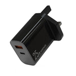 NORTHJO NOPD2502 PD 25W USB-C/Type-C + QC 3.0 USB 雙埠快速充電器，美規插頭，歐規插頭，英規插頭，澳規插頭