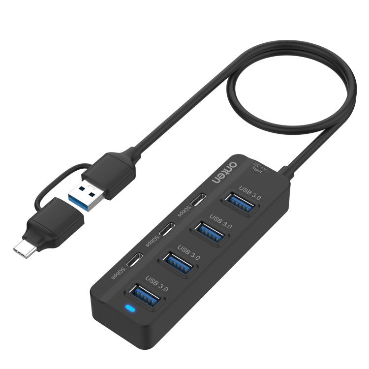 Onten UCA5306 七合二 USB3.0 + Type-C 七埠集線器擴充座，支援 OTG 功能，UCA5306