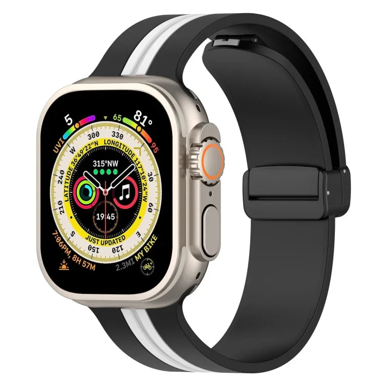 磁吸扣雙色矽膠錶帶，適用於 Apple Watch Ultra 49mm，Apple Watch Series 8&7 45mm，Apple Watch Series 8&7 41mm