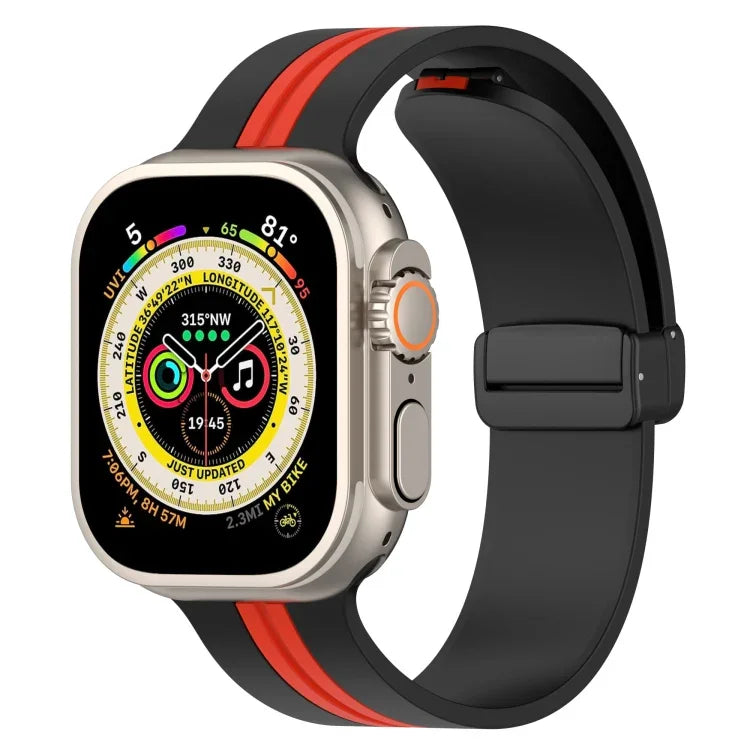 磁吸扣雙色矽膠錶帶，適用於 Apple Watch Ultra 49mm，Apple Watch Series 8&7 45mm，Apple Watch Series 8&7 41mm