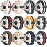 磁吸扣雙色矽膠錶帶，適用於 Apple Watch Ultra 49mm，Apple Watch Series 8&7 45mm，Apple Watch Series 8&7 41mm