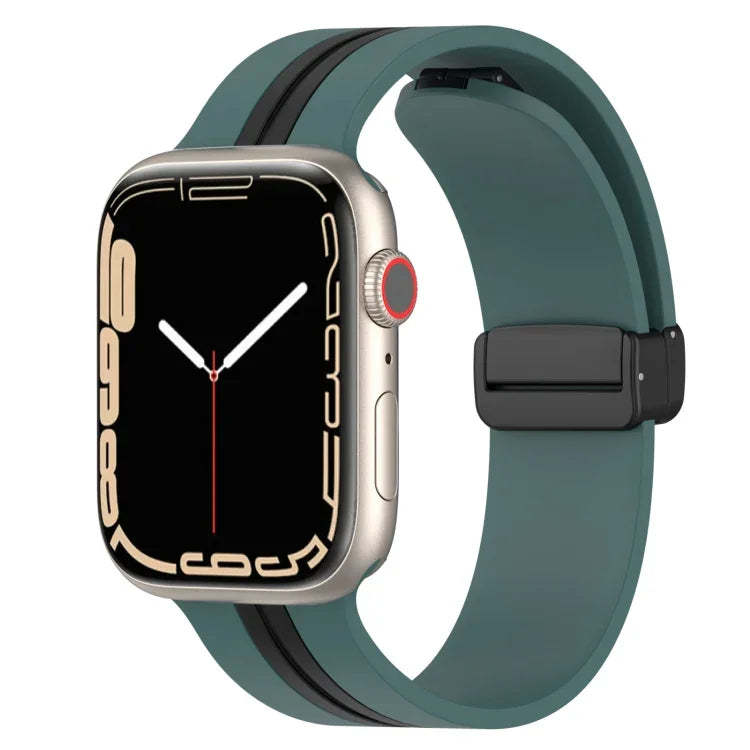 磁吸扣雙色矽膠錶帶，適用於 Apple Watch Ultra 49mm，Apple Watch Series 8&7 45mm，Apple Watch Series 8&7 41mm