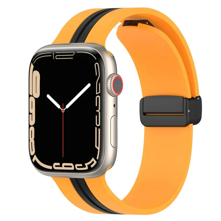 磁吸扣雙色矽膠錶帶，適用於 Apple Watch Ultra 49mm，Apple Watch Series 8&7 45mm，Apple Watch Series 8&7 41mm