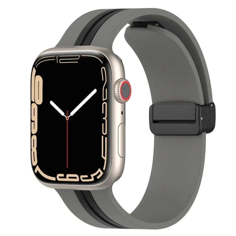磁吸扣雙色矽膠錶帶，適用於 Apple Watch Ultra 49mm，Apple Watch Series 8&7 45mm，Apple Watch Series 8&7 41mm