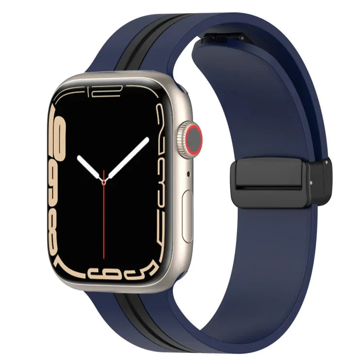 磁吸扣雙色矽膠錶帶，適用於 Apple Watch Ultra 49mm，Apple Watch Series 8&7 45mm，Apple Watch Series 8&7 41mm