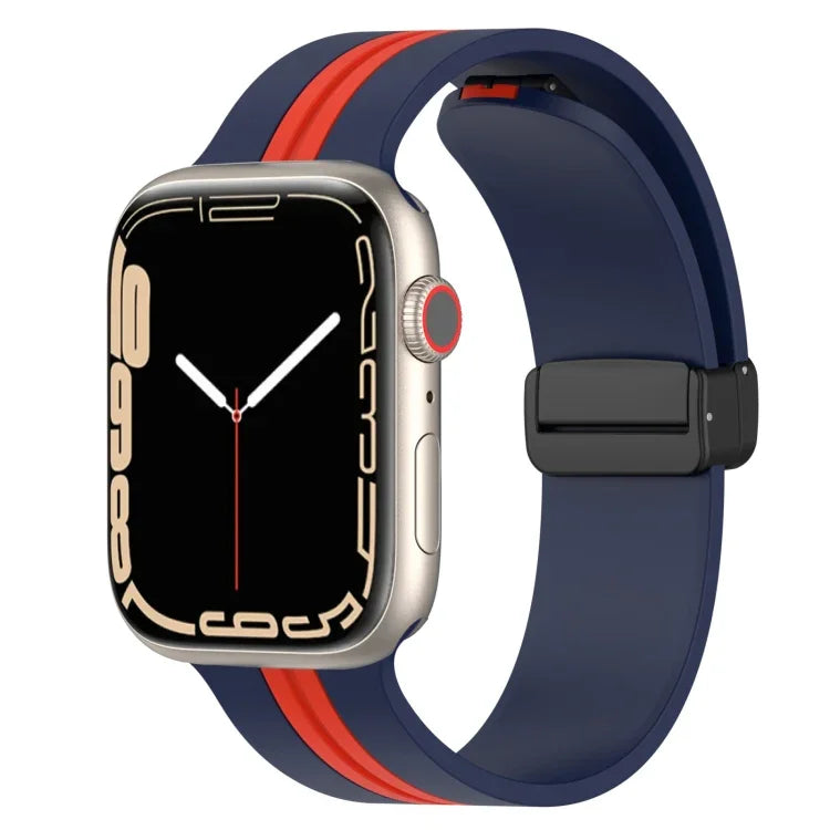 磁吸扣雙色矽膠錶帶，適用於 Apple Watch Ultra 49mm，Apple Watch Series 8&7 45mm，Apple Watch Series 8&7 41mm