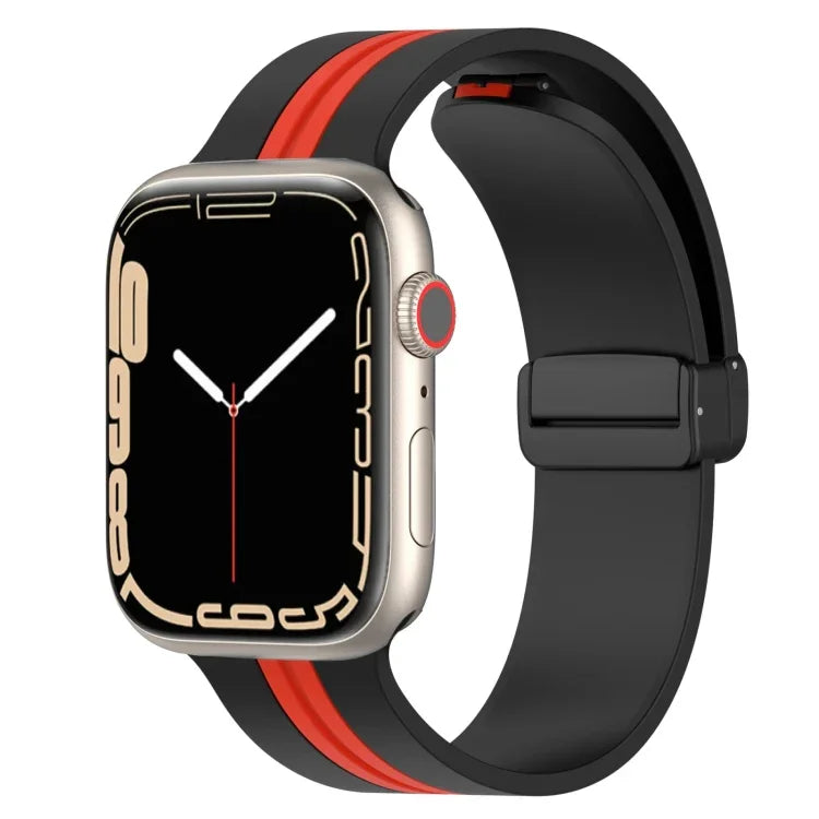 磁吸扣雙色矽膠錶帶，適用於 Apple Watch Ultra 49mm，Apple Watch Series 8&7 45mm，Apple Watch Series 8&7 41mm