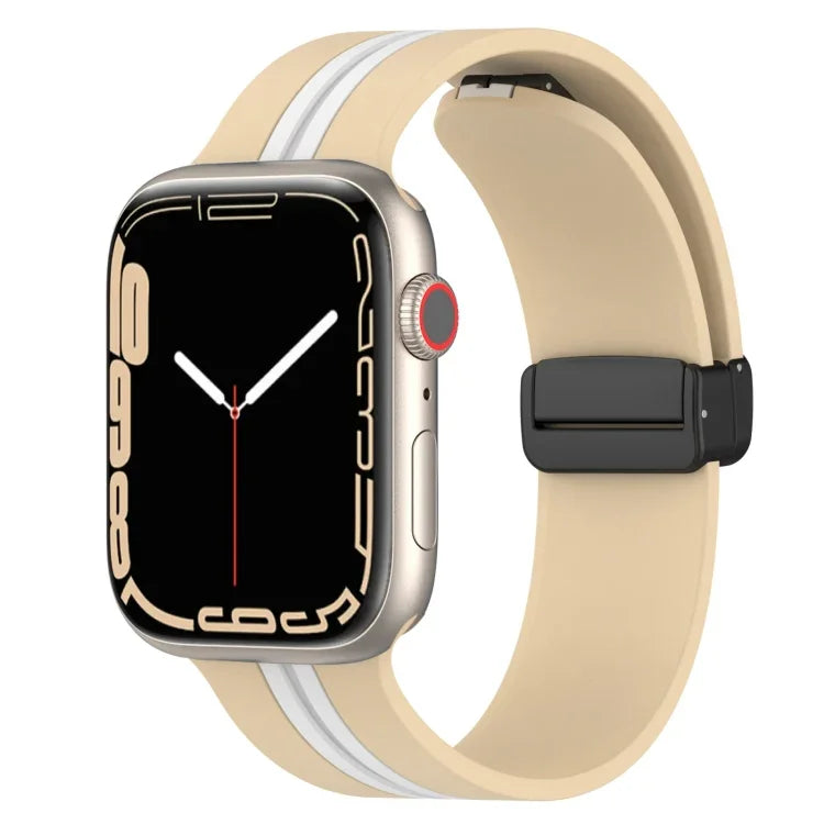 磁吸扣雙色矽膠錶帶，適用於 Apple Watch Ultra 49mm，Apple Watch Series 8&7 45mm，Apple Watch Series 8&7 41mm