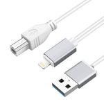 1米8針轉USB + MIDI電子音樂樂器及OTG充電多功能線，兼容iOS 10-14，MIDI + OTG