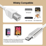 1米8針轉USB + MIDI電子音樂樂器及OTG充電多功能線，兼容iOS 10-14，MIDI + OTG