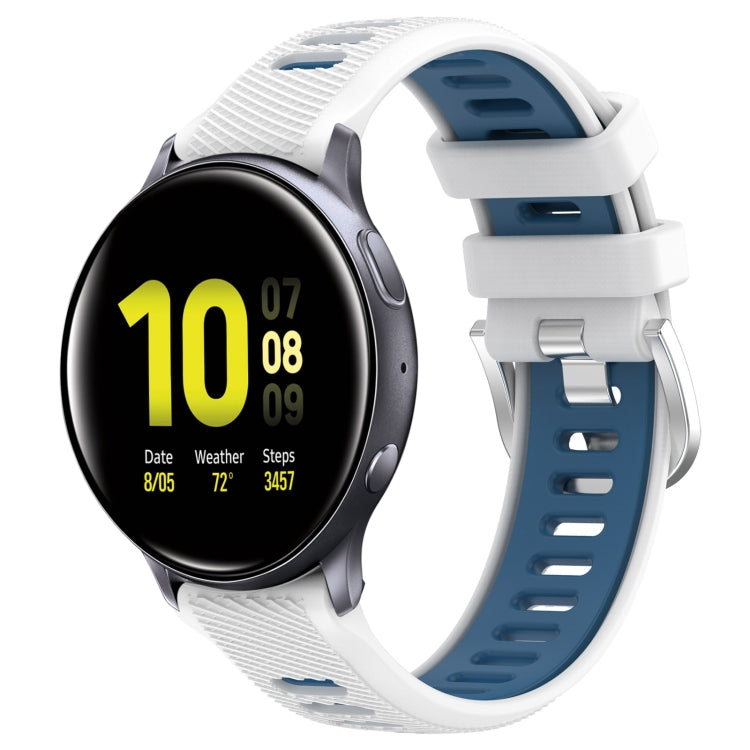 20mm 運動雙色鋼扣矽膠錶帶，適用於 Samsung Galaxy Watch Active2 40mm，Samsung Galaxy Watch Active2 44mm，Samsung Galaxy Watch 42mm，Samsung Galaxy Watch 6 Classic 47mm