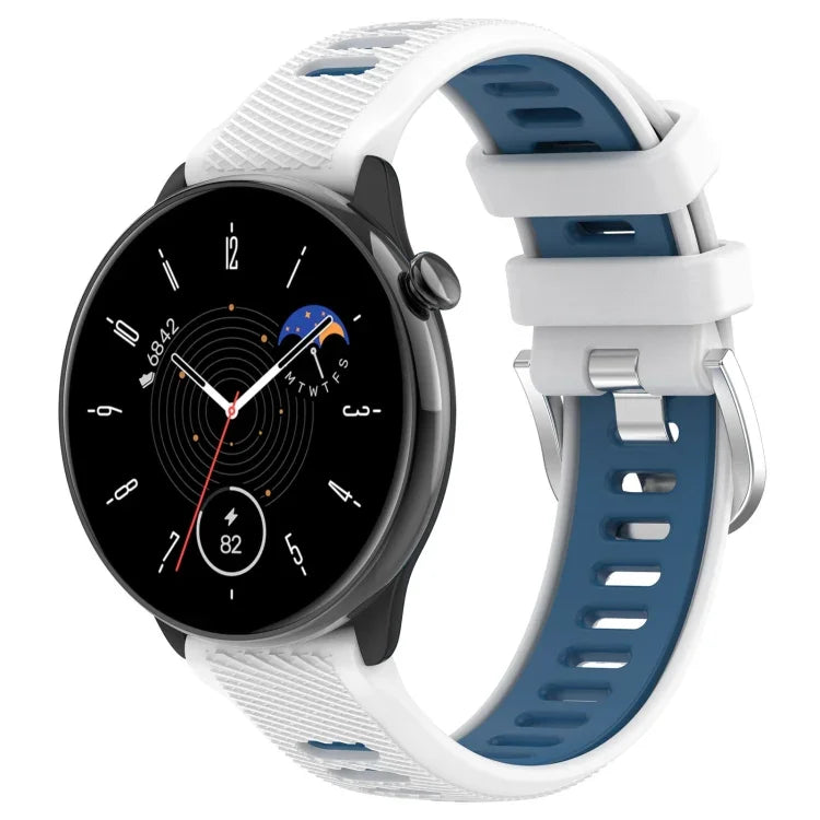 20mm 運動雙色鋼扣矽膠錶帶，適用於 Samsung Galaxy Watch 6 40mm，適用於 Samsung Galaxy Watch 6 Classic 43mm