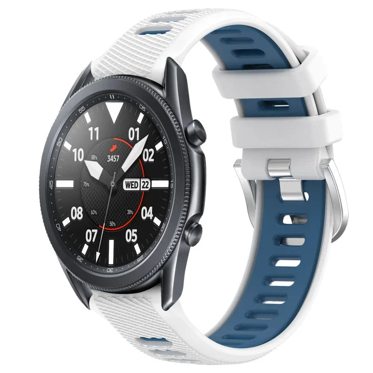 22mm 運動雙色鋼扣矽膠錶帶，適用於 Samsung Galaxy Watch3 45mm，Samsung Galaxy Watch 46mm，Samsung Gear S3 Classic，Samsung Gear S3 Frontier