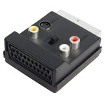 JUNSUNMAY 21針 Scart 公對母 S-Video 3 RCA 轉接開關音頻轉換器