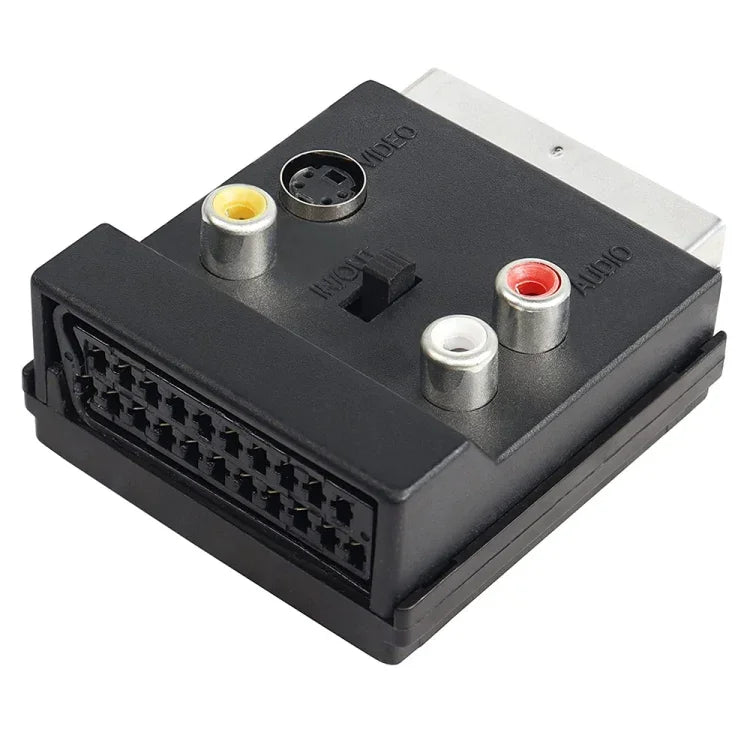 JUNSUNMAY 21針 Scart 公對母 S-Video 3 RCA 轉接開關音頻轉換器