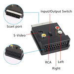 JUNSUNMAY 21針 Scart 公對母 S-Video 3 RCA 轉接開關音頻轉換器