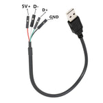 JUNSUNMAY USB 2.0 A公轉母4針杜邦主機板接頭轉接延長線，長度：0.3米，USB公，USB母