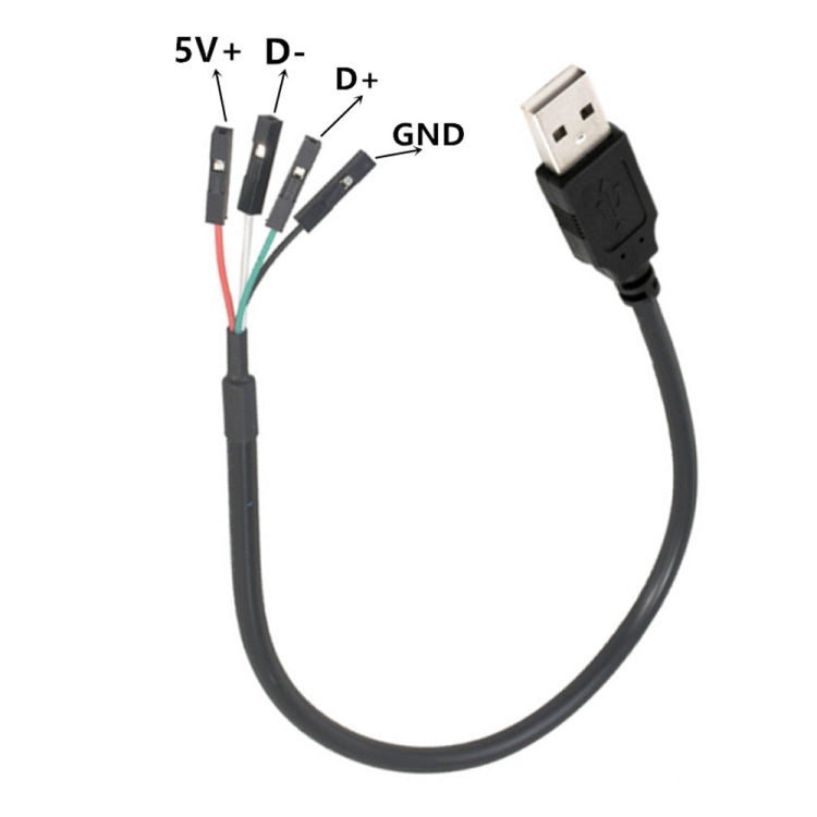 JUNSUNMAY USB 2.0 A公轉母4針杜邦主機板接頭轉接延長線，長度：0.3米，USB公，USB母