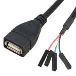 JUNSUNMAY USB 2.0 A公轉母4針杜邦主機板接頭轉接延長線，長度：0.3米，USB公，USB母