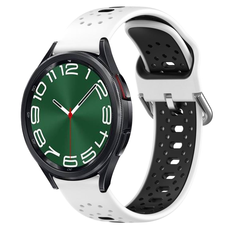 20mm Breathable Two-Color Silicone Watch Band, For Samsung Galaxy Watch 5 44mm, For Samsung Galaxy Watch 6 Classic 47mm, For Samsung Galaxy Watch 5 40mm