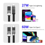 ENKAY ENK-CB134 4合1 60W USB-A / Type-C轉8針 / Type-C尼龍編織磁吸快充數據線，0.15米，1.2米