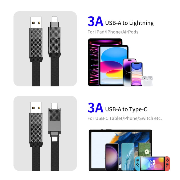 ENKAY ENK-CB134 4合1 60W USB-A / Type-C轉8針 / Type-C尼龍編織磁吸快充數據線，0.15米，1.2米