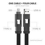 ENKAY ENK-CB134 4合1 60W USB-A / Type-C轉8針 / Type-C尼龍編織磁吸快充數據線，0.15米，1.2米