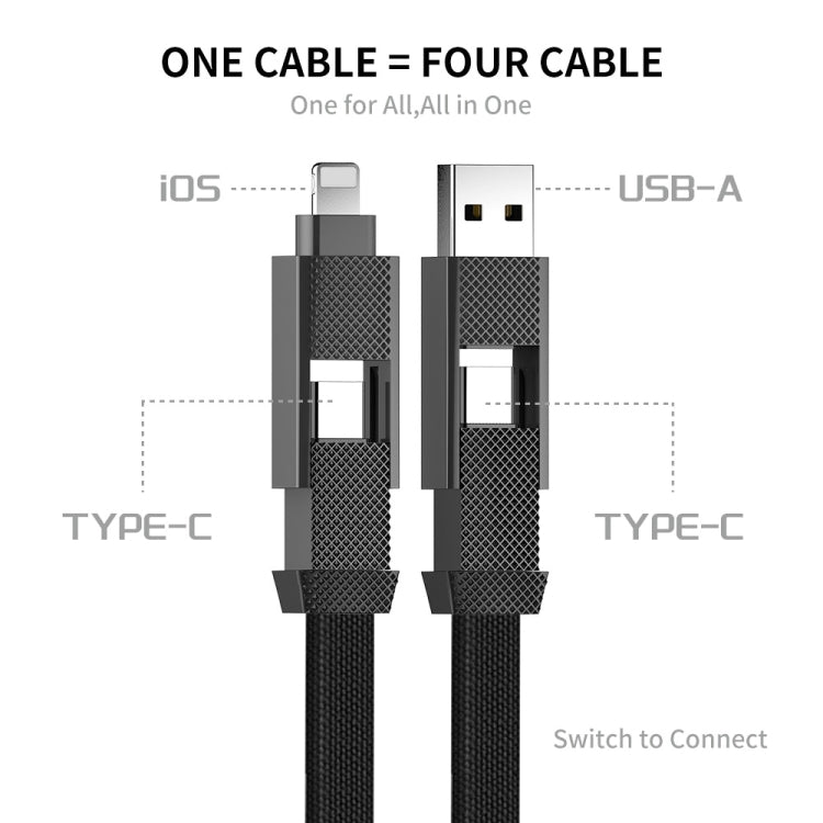 ENKAY ENK-CB134 4合1 60W USB-A / Type-C轉8針 / Type-C尼龍編織磁吸快充數據線，0.15米，1.2米