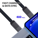 ENKAY ENK-CB134 4合1 60W USB-A / Type-C轉8針 / Type-C尼龍編織磁吸快充數據線，0.15米，1.2米