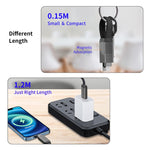 ENKAY ENK-CB134 4合1 60W USB-A / Type-C轉8針 / Type-C尼龍編織磁吸快充數據線，0.15米，1.2米