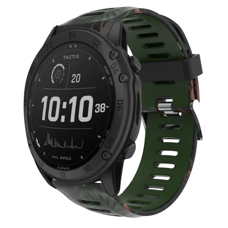 26mm Camouflage Printed Silicone Watch Band, For Garmin Instinct 2X Solar, For Garmin D2 Delta PX, For Garmin Tactix 7 Pro, For Garmin Tactix 7, For Garmin Fenix 7X, For Garmin Fenix 7X Solar, For Garmin Tactix Delta, For Garmin Enduro 2