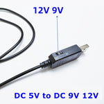 DC 5V轉DC 9V 12V USB升壓轉換線，帶1A升壓變壓器電源調節線，帶LED顯示，DC 5V轉DC 9V 12V
