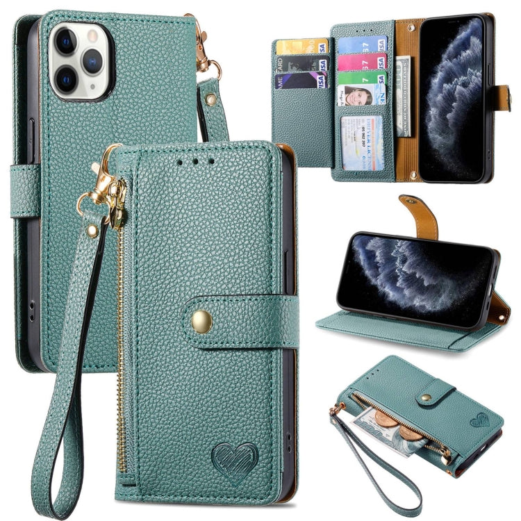 愛心拉鍊掛繩皮革手機殼，適用於 iPhone 11、iPhone 11 Pro、iPhone X / XS、iPhone XR、iPhone XS Max、iPhone 7 Plus / 8 Plus、iPhone 6 Plus / 6s Plus、iPhone 6 / 6s