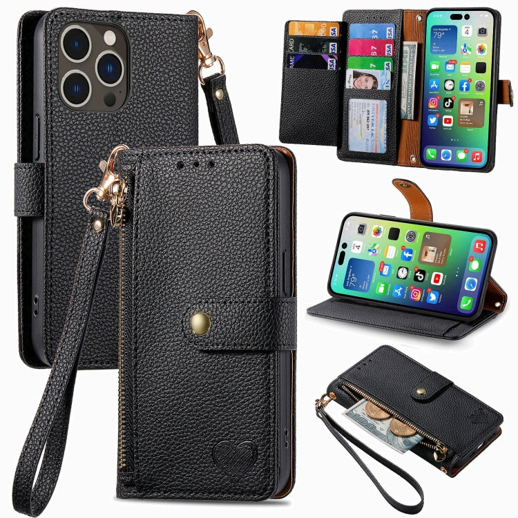 愛心拉鍊掛繩皮革手機殼，適用於 iPhone 17e / 16e，iPhone 17 Pro Max，iPhone 17 Pro，iPhone 17，iPhone Air，iPhone 16 Pro Max，iPhone 16 Pro，iPhone 16 Plus