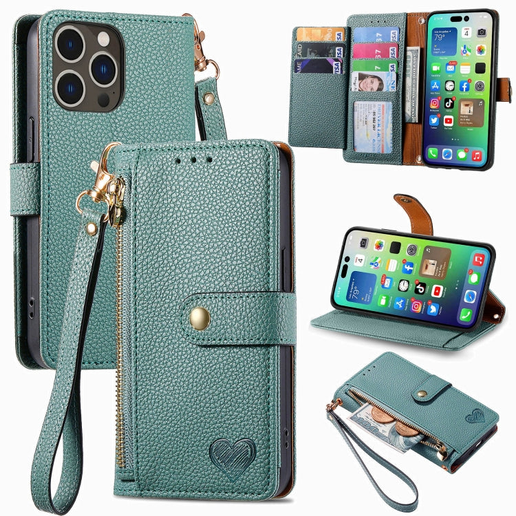 愛心拉鍊掛繩皮革手機殼，適用於 iPhone 17e / 16e，iPhone 17 Pro Max，iPhone 17 Pro，iPhone 17，iPhone Air，iPhone 16 Pro Max，iPhone 16 Pro，iPhone 16 Plus