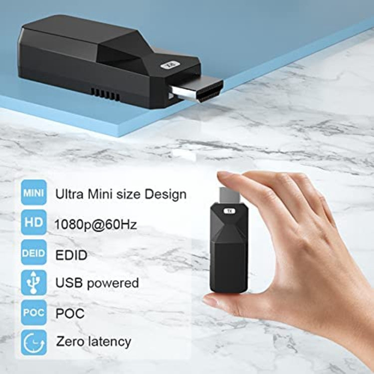 HDMI 延長器 165 英尺音訊視頻 1080P 透過 Cat5 Cat6 乙太網路線傳輸無損訊號 HDMI 長距離延伸轉接器